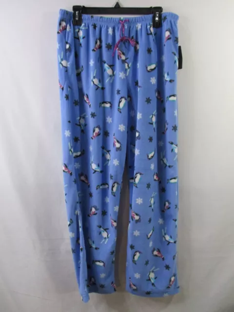 Penguin Pajama Pants Womens XL Blue Drawstring Waist 100% Polyester New