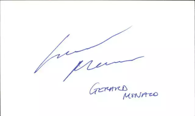 GERARD MONACO PIRATES OF THE CARIBBEAN Signed 3"x5" Index Card