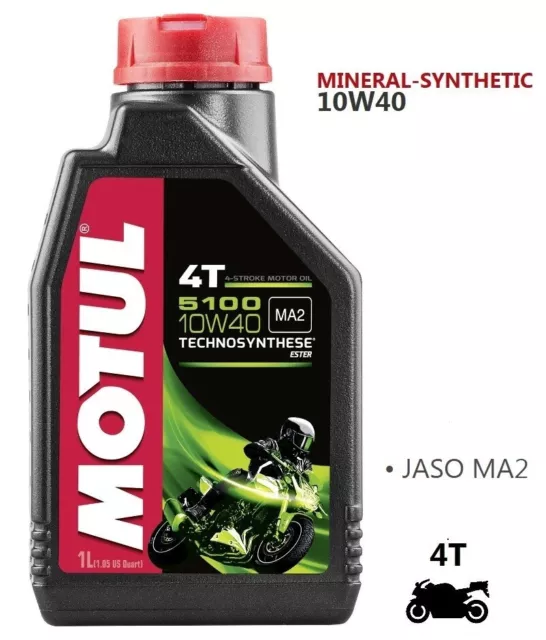 Olio lubrificante moto motore 4 tempi sintetico-minerale Motul 5100 4t 10w40