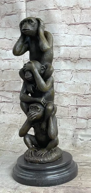 Entertaining Escultura Speak See Hear No Evil Monos Bronce Pantalla Decoración