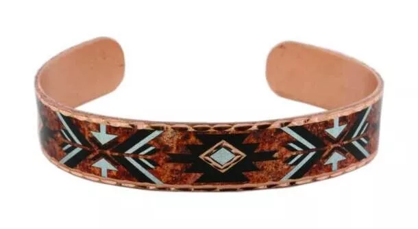 100%  all Copper bracelet Wrist cuff Handmade Womens Ladies Native Aztec Geo Art