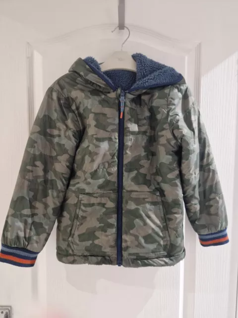 BOYS FAT FACE Reversible Jacket Age 7 8 Years Camo Outside Fleece Inside 3.99 PicClick UK