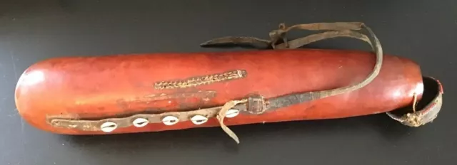 Buque contenedor de leche de calabaza de 16" etnográfico africano antiguo Kenia siglo 1900