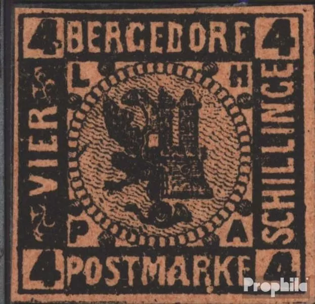 Briefmarken Bergedorf 1887 Mi 5ND Neu- bzw. Nachdruck postfrisch Flaggen und Wap