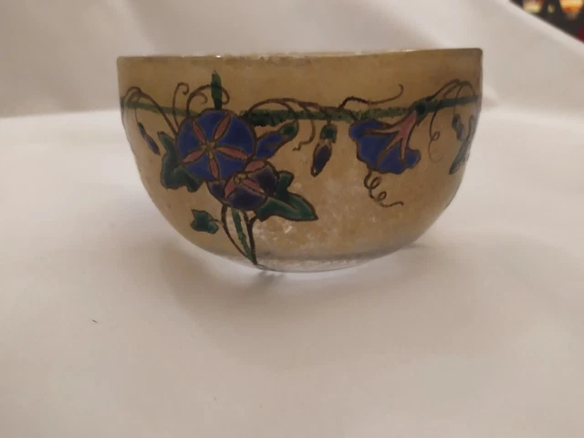 Becken et Richy Pâte de Verre , Coupe à Décor Emaillé .Ancien. Art Déco