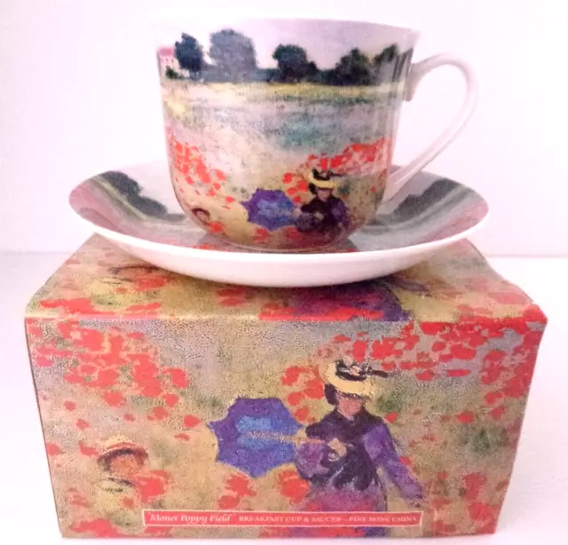 Heritage Stoke-On-Trent Fine Bone China Breakfast Cup & Saucer Monet Poppy Field