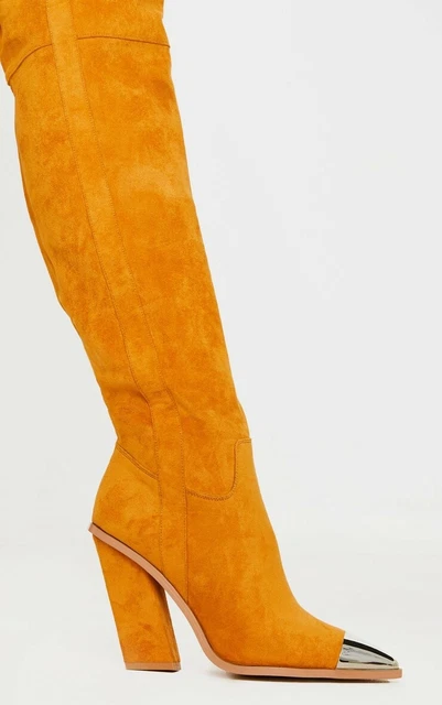 Bnwob 3 Plt Tan Brown Suede Over Knee Otk Thigh High Clubbing Nightclub Boots