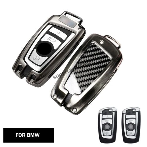 For BMW 1 2 3 4 5 6 7 Series M Carbon Fiber Alloy Car Key Fob Case Cover Shell