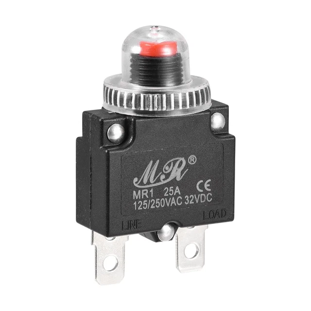 Circuito Sovraccarico Protettore 25A AC125/250V DC32V Premi Pulsante 1pz