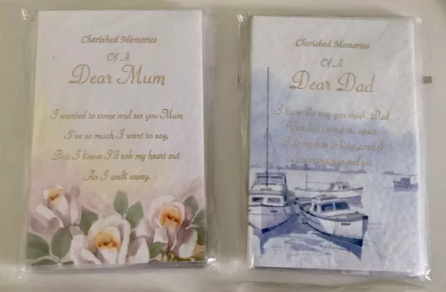 12 x Cherished Memories Parents Cards.”For Mother”Cards x 6 “For Dad”Cards x 6….