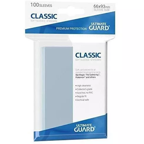 Ultimate Guard Classic Soft Card Sleeves Standard Size Transparent 100