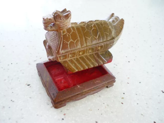 Chinese Hand Carved Stone Seal Dragon Boat/Ark Vintage