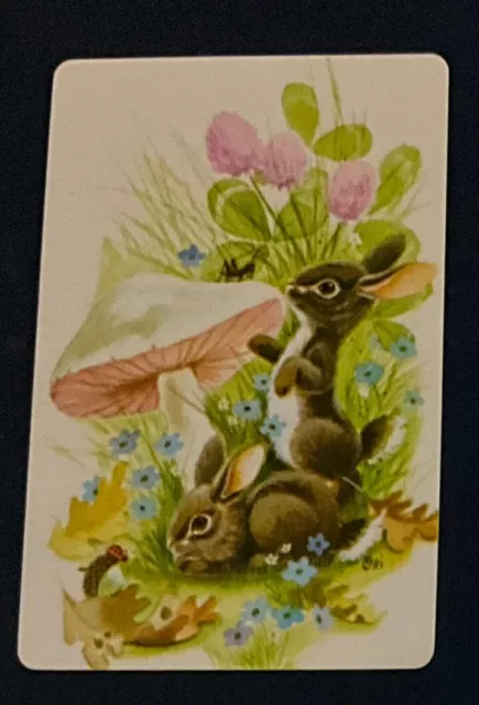 (B2G) Playing card of two rabbits under a mushroom