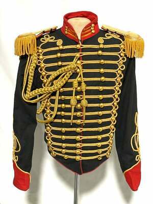 New Black General Hussar Ceremonial Gold Braiding Wool Jacket With Fast Shipping
