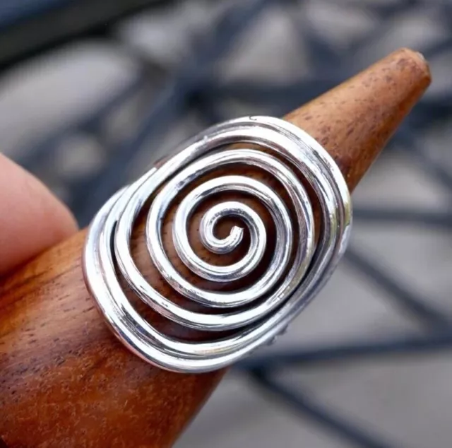 Plain 925 Sterling Silver Ethnic Spiral Ring Jewellery Real Little Gems