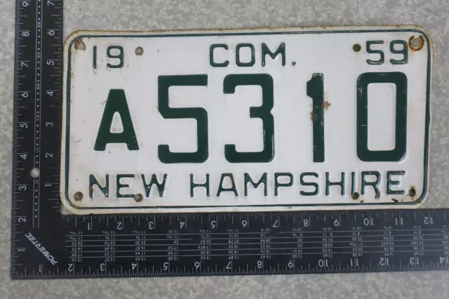 1959 59 New Hampshire Nh License Plate Tag # A 5310 Commercial Com