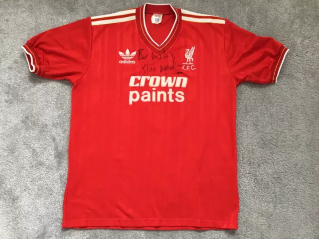 Original Liverpool Adidas 1985 Home Shirt + Photo Hand Signed By Steve McMahon