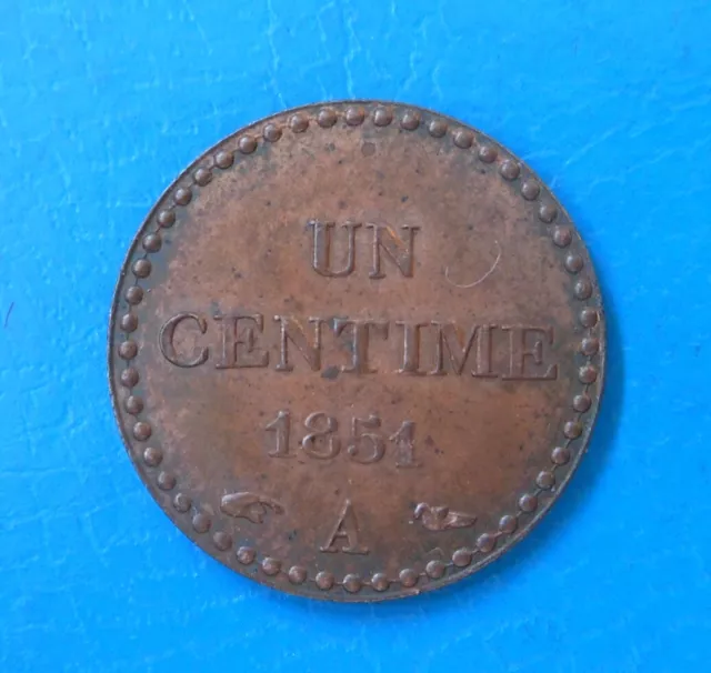 2ème République ,1 centime Dupré 1851 A accent Paris belle qualité cote sup 50€