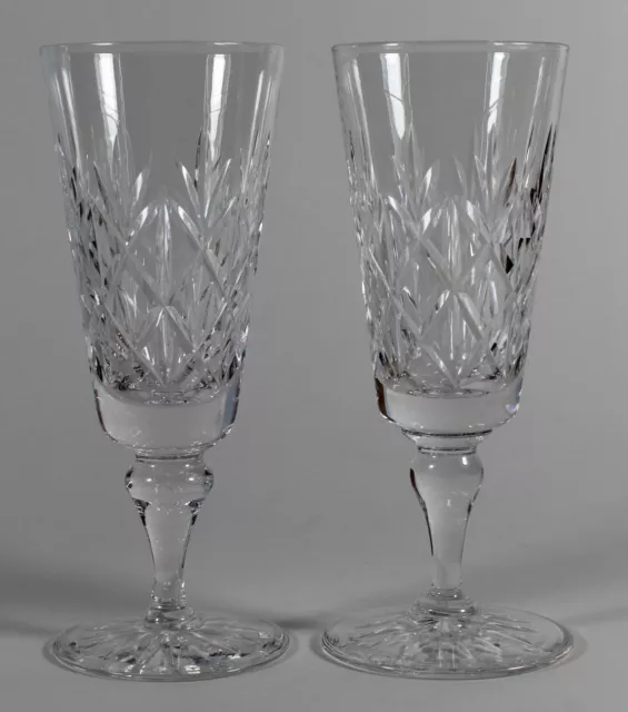 Edinburgh Crystal, Glenshee, 2 x Champagne Flute Glasses, Signed. 16.1cm