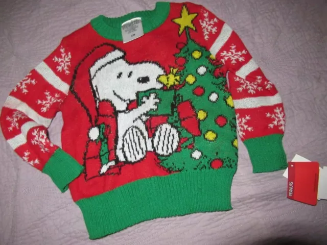 nwt Peanuts snoopy ugly Christmas  sweater baby boy or girl 12 m free ship USA