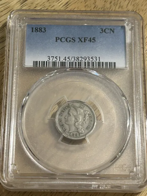 1883 Three Cent Nickel 3CN XF45 PCGS