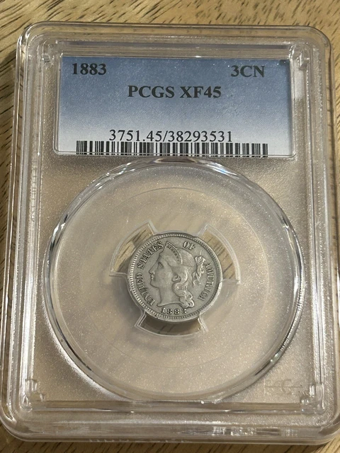 1883 Three Cent Nickel 3CN XF45 PCGS 1883 Three Cent Nickel 3CN XF45 PCGS