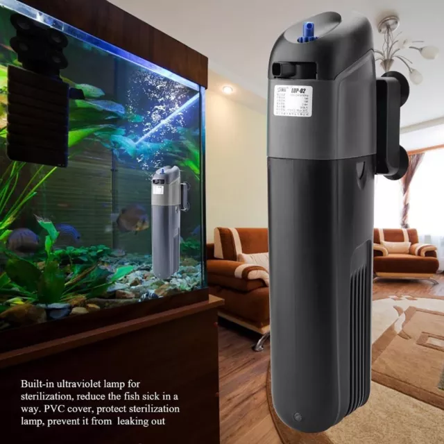 Aquarium Filter UV Sterilizer Lamp Oxygen Pump Fish Tank Water Purifier Light