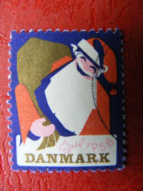 Briefmarke Motiv Weihnachten Dänemark Jul Julmarken Vignette 1958 Weihnachtsmann