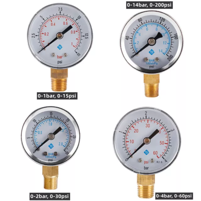 Oil Water Pressure Gauge NPT 0~15,30,60,200PSI Hydraulic Air Compressor Pressure