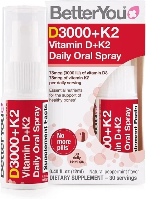 BETTER YOU VITAMIN D3000 + K2 Daily Oral Spray 12 ML £6.49 - PicClick UK