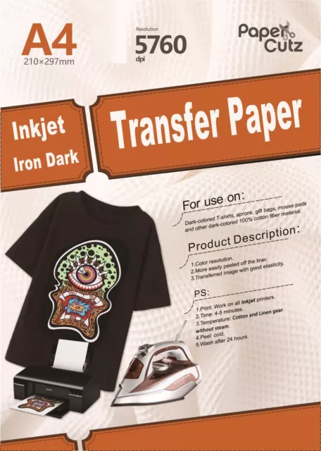 A4 T-Shirt Paper Iron-On Transfer For Light or Dark Fabrics, For Inkjet Print