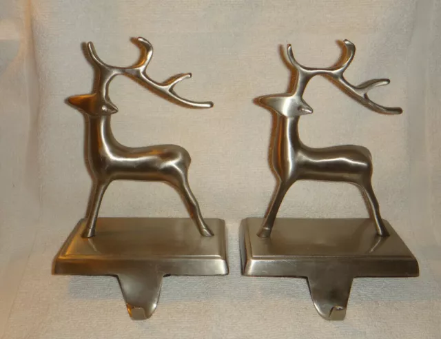 2 Reindeer Metal Stocking Holders