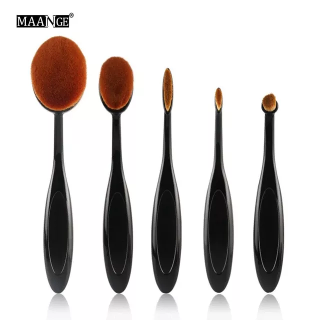 5 pcs pinceaux maquillage brosse ovale manche noir ou eponge nettoyant silicone