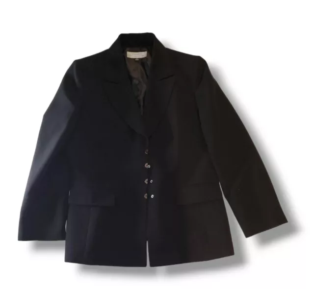 Tahari Arthur S. Levine Womens Petite Jacket Blazer Size 16 Black Pockets Lined