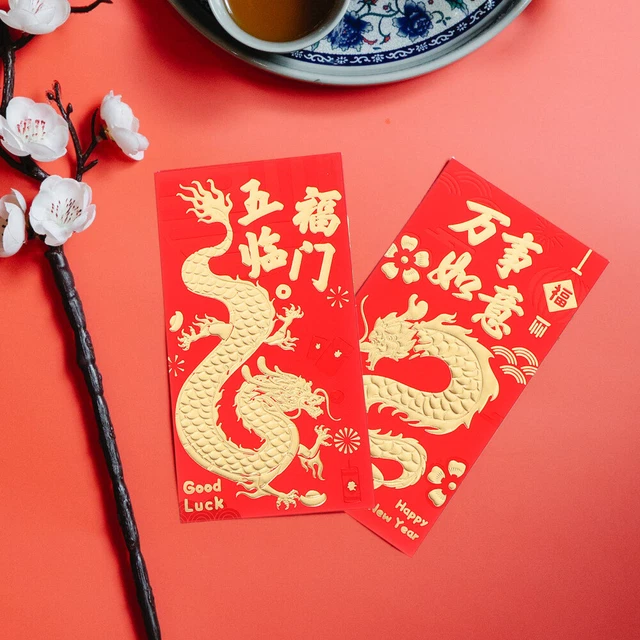 30 paquetes de papel rojo para el año del dragón, sobres rojos, rojos