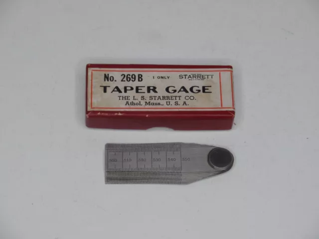 Starrett No. 269B Taper Gage Set with Box  L.S Co USA .500 to 1.000 Measurements