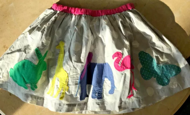 MINI-BODEN SPRING Appliqué Elephant, Flamingo, Rabbit. Girls Skirt Size 9-10 EUC