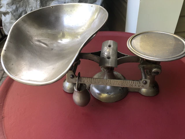 Vtg John Chatillon & Sons Balance Scale Cast Iron/Brass? #4, 16-Oz Scale Works!