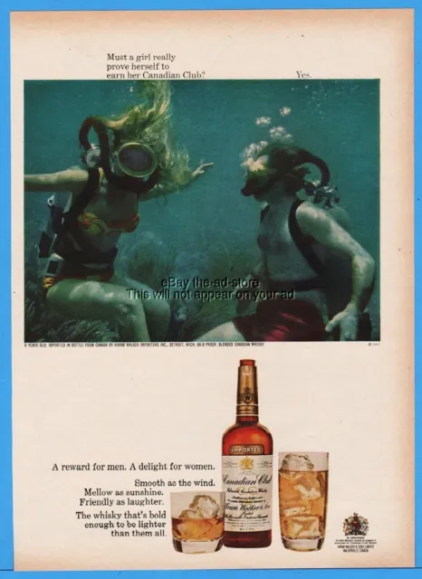 1967 Canadian Club Whiskey SCUBA Skin Diving Must A Girl Really Prove Ad