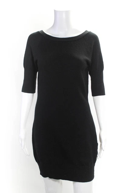 Ralph Lauren Rugby Womens Short Sleeve Sweater Dress Black Wool Size Medium