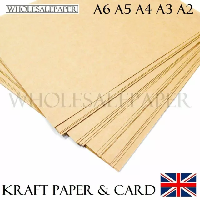 A6 A5 A4 A3 A2 Brown Kraft Card Blanks Craft Printer Paper Place Tags Bag Labels