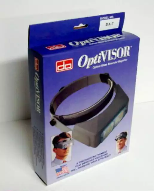 "Lupa de diadema binocular OptiVisor con placa de lente de vidrio 2,75x potencia a 6"