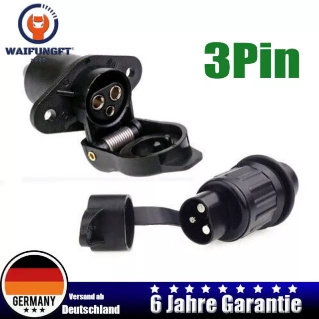 Steckdose 3 Polig 12V und Stecker Anhänger 3-Polig Wasserdichter für LKW Traktor