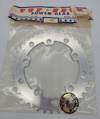 TUF NECK POWER GEAR CHAINRING 80’s VINTAGE BMX SPROCKET SUPERBYKE 42 NOS Black 