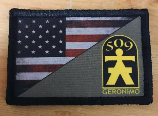 509 GERONIMO Airborne Infantry / USA FLAG Morale Patch Tactical Military Hook