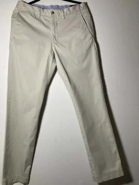 Ralph Lauren Polo Pants Mens 32x32 Khaki Stretch Straight Fit Chino Flat Front