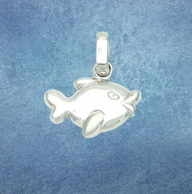 Pendentif en or Blanc 18 Ct. 750 Baleine Fabriqué En Italie