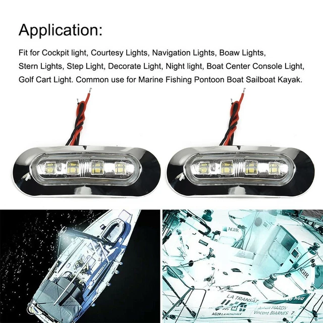 Greluma Lot De 4 Lumières LED Marines Étanches IP68 - Bleu - 12V - Pour Ponton, Pêche, Kayak, Voilier - Éclairage Pont Et Cabine