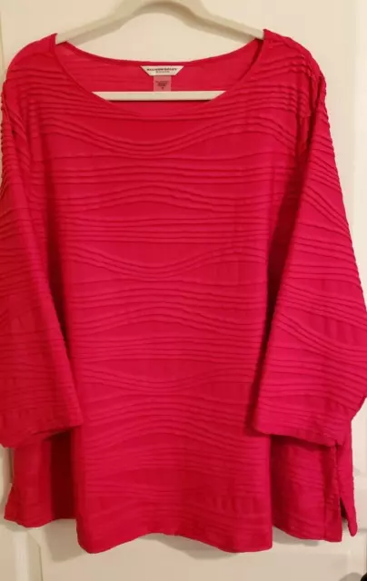 Woman's Allison Daley Sz 3X Valentine's Day Pink Blouse 3/4 Sleeve Stretchy