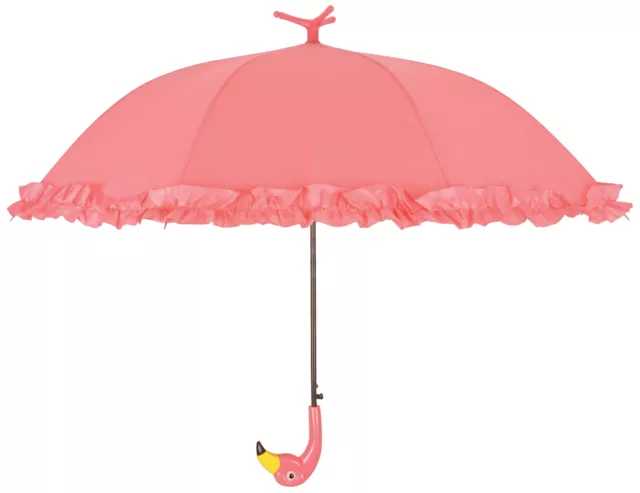 Esschert Design Regenschirm Schirm FLAMINGO rosa Rüschen pink steht von selbst